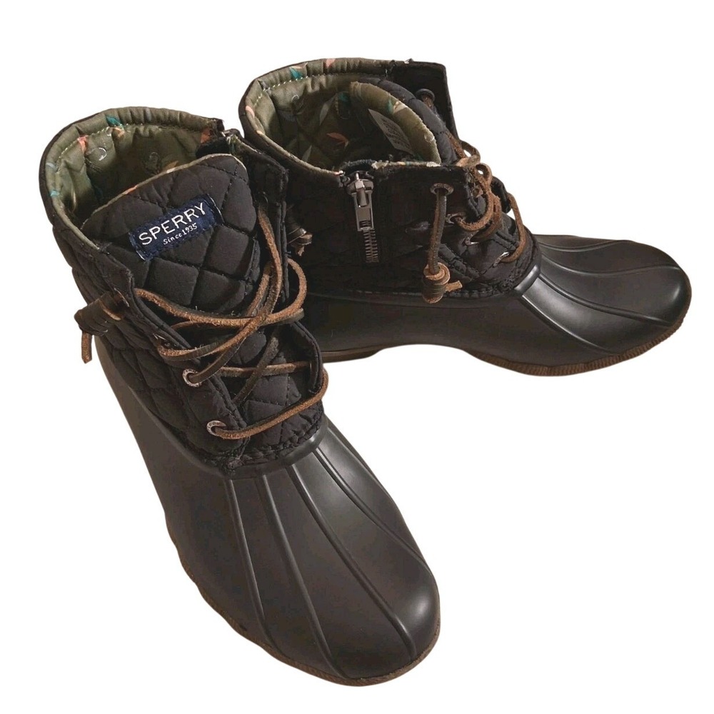 Sperry Top-Sider Women's Black Boots Size 6.5 M Quilted Zipper Waterproof